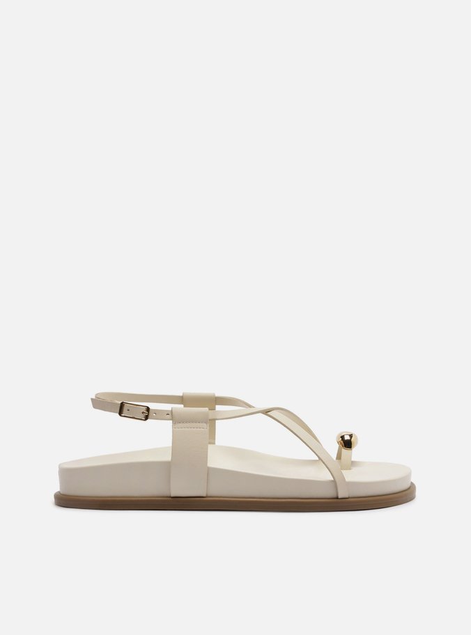 Sandália Papete Off White Couro Dedeira Metal Bold