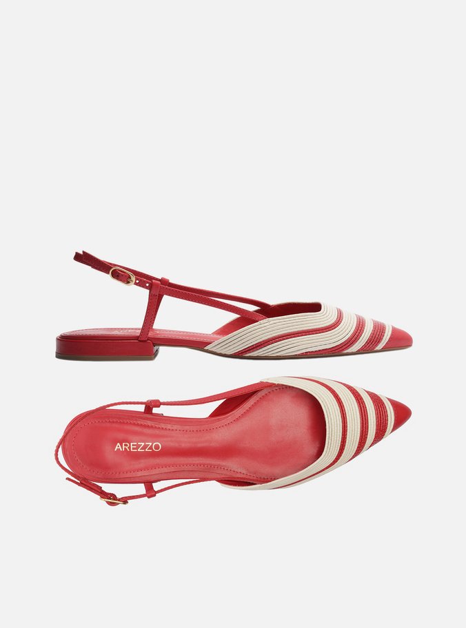 Sapatilha Vermelha Couro Slingback Bicolor