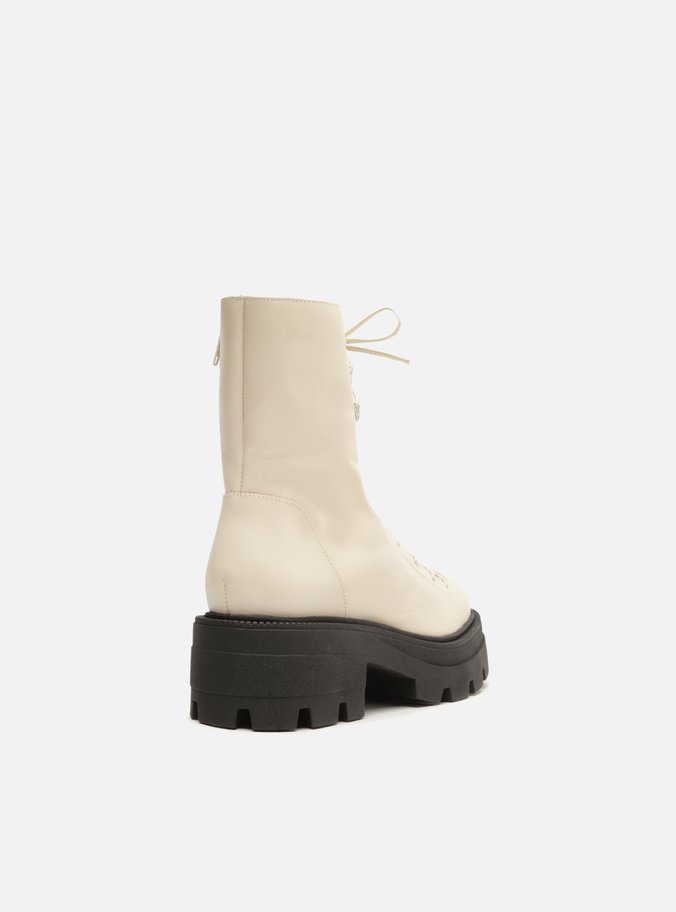 Coturno Off-White Couro Cano Médio Tratorado Harper