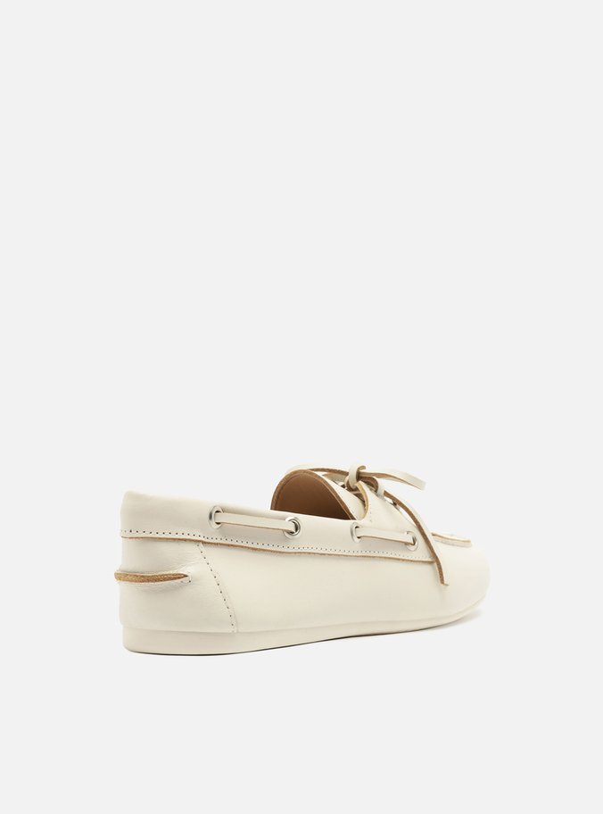 Mocassim Dockside Branco Couro Amarração