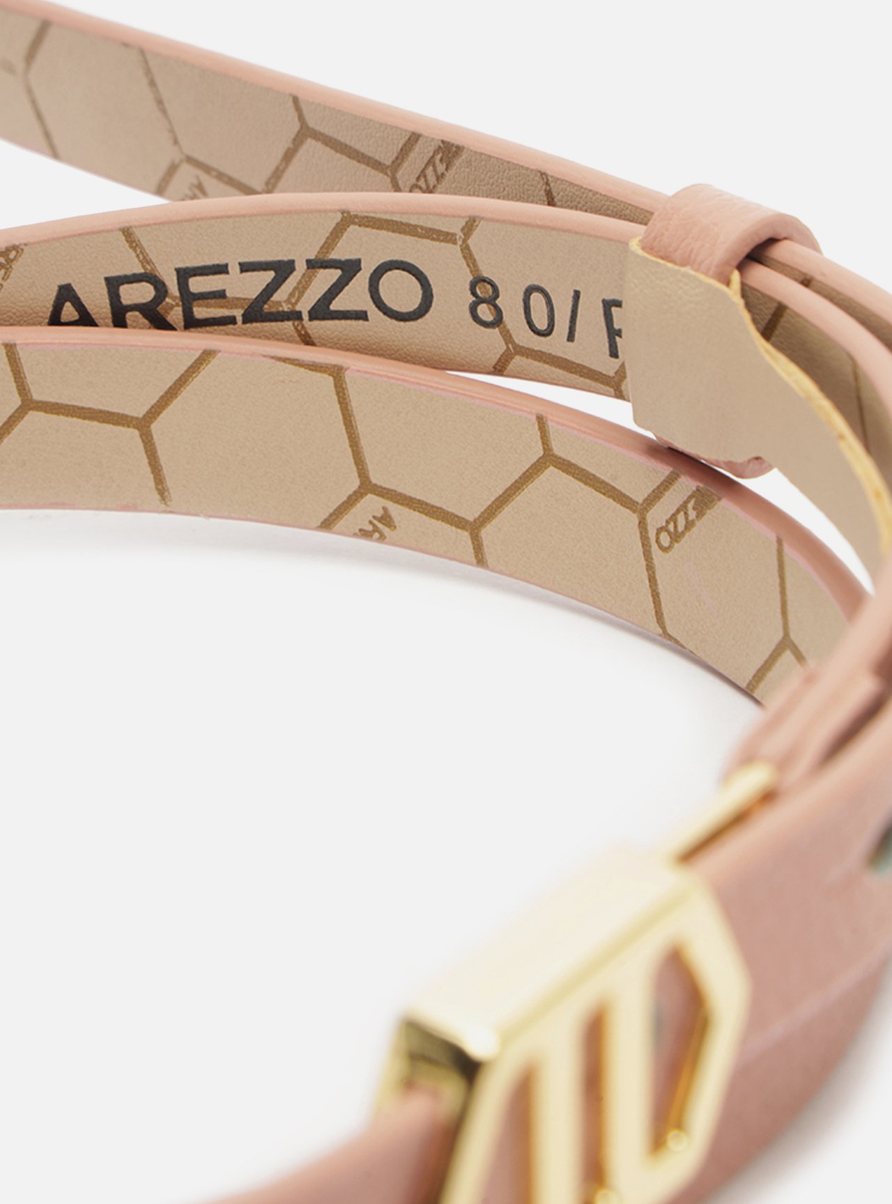 Cinto Rosa Couro Fino Fivela Hexagonal — foto 5