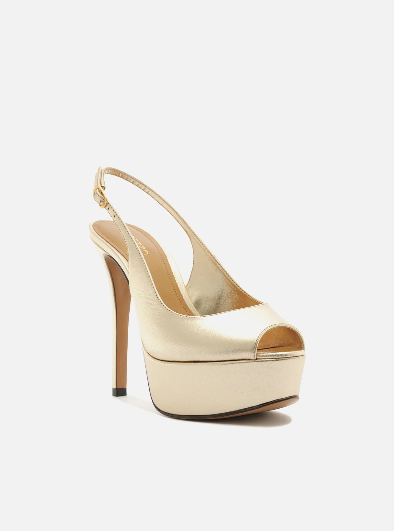 Scarpin Dourado Couro Meia Pata Slingback — foto 2