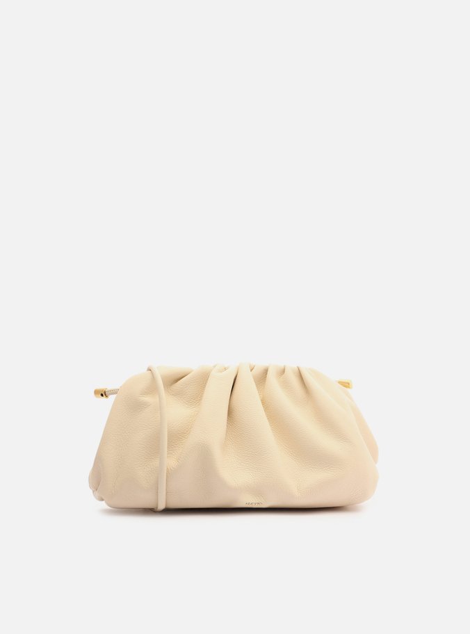 Clutch Branca Couro Média Pedrarias Concha