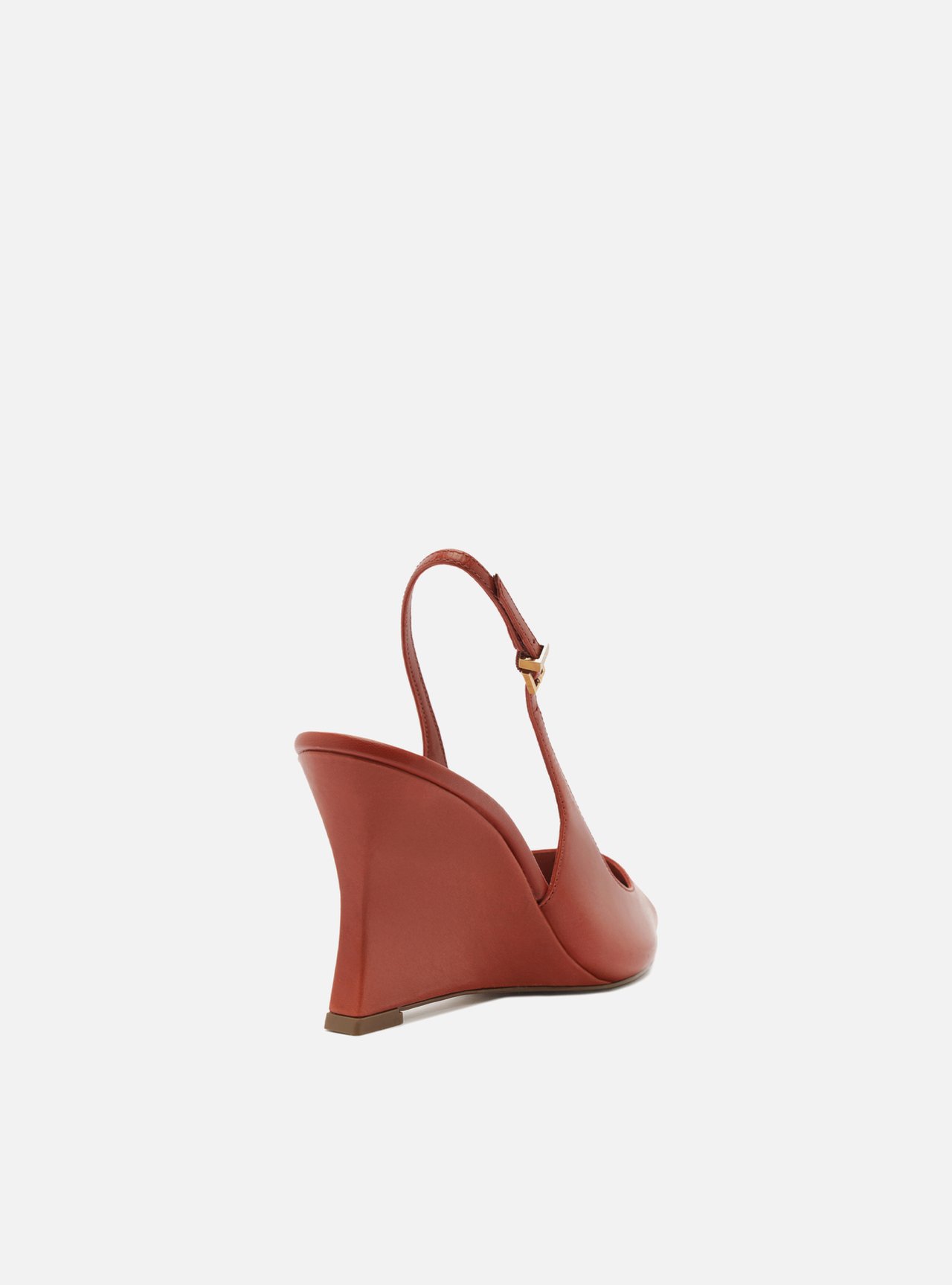 Scarpin Laranja Slingback Anabela — foto 3