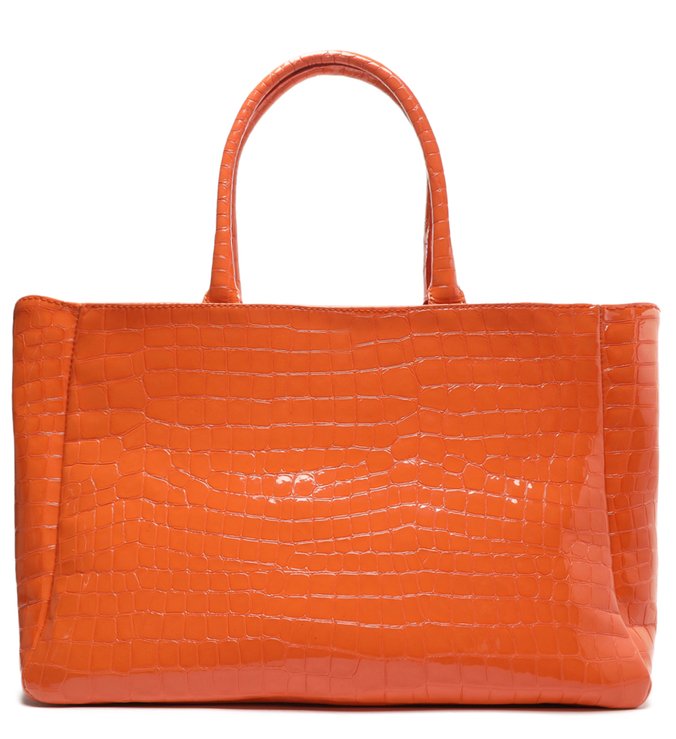 Shopping Laranja Couro Croco Gaia Grande
