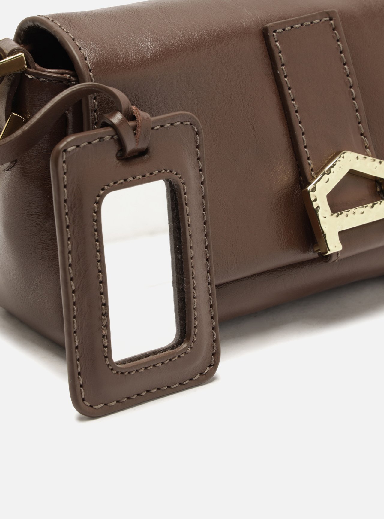 Bolsa Tiracolo Marrom Couro Pequena — foto 6