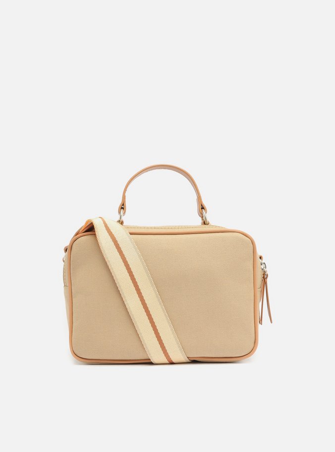 Bolsa Tiracolo Bege Lona Prione Média