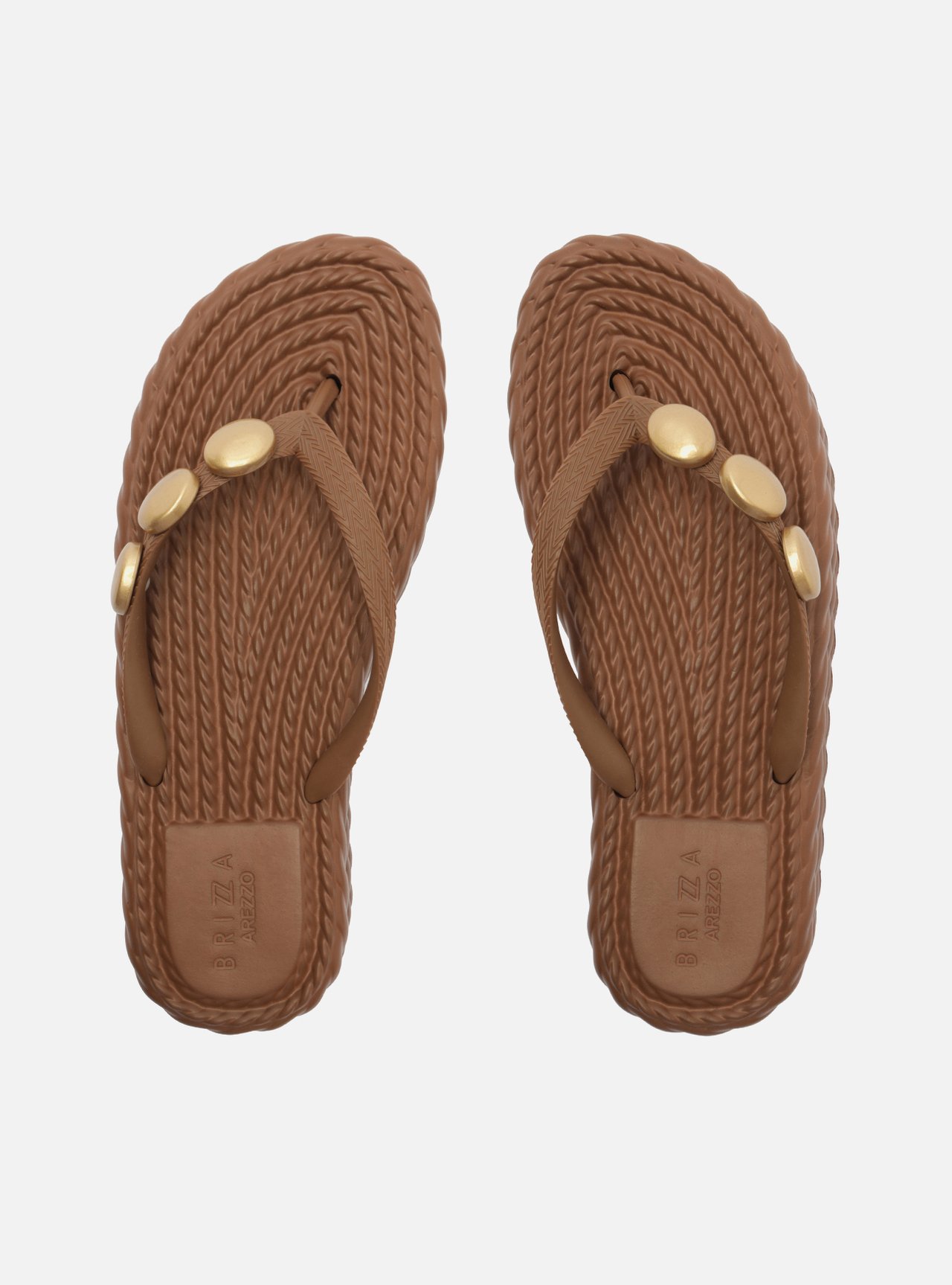 Chinelo de Dedo Marrom Flatform Metais Brizza — foto 3