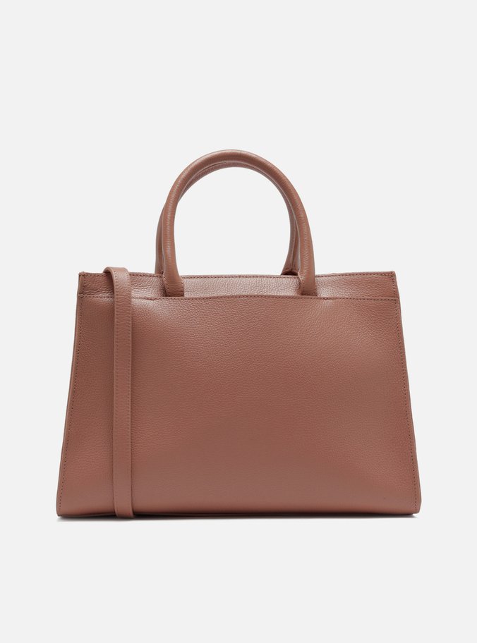 Bolsa Tote Rosa Couro Grande Bag Charm Metal