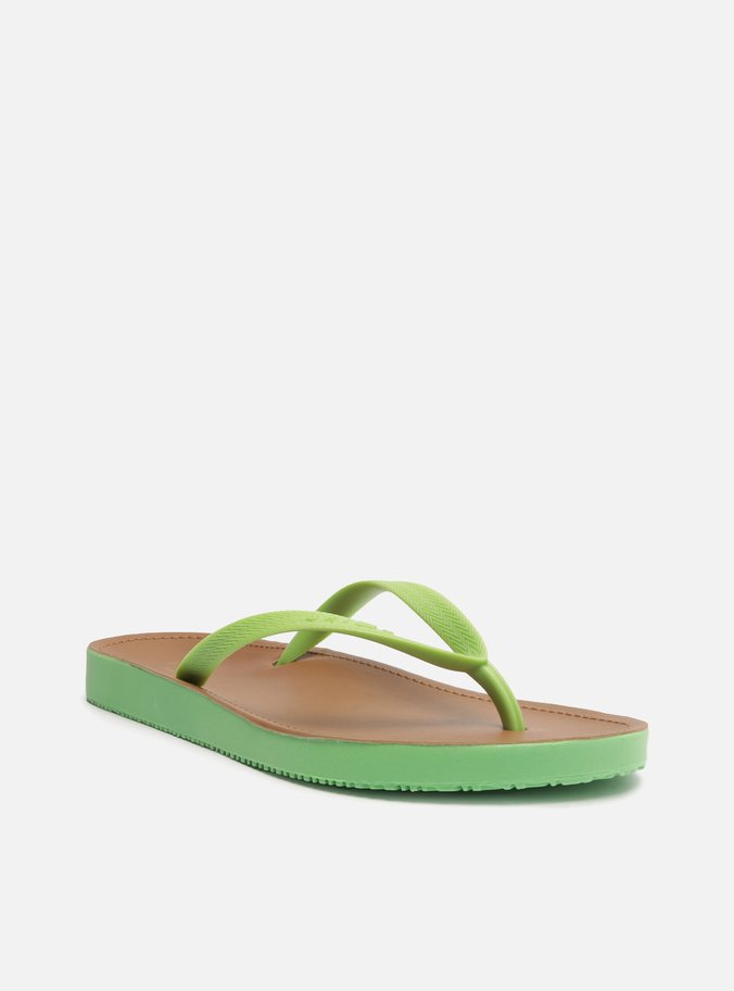 Chinelo de Dedo Verde Lima Palmilha Marrom Fit
