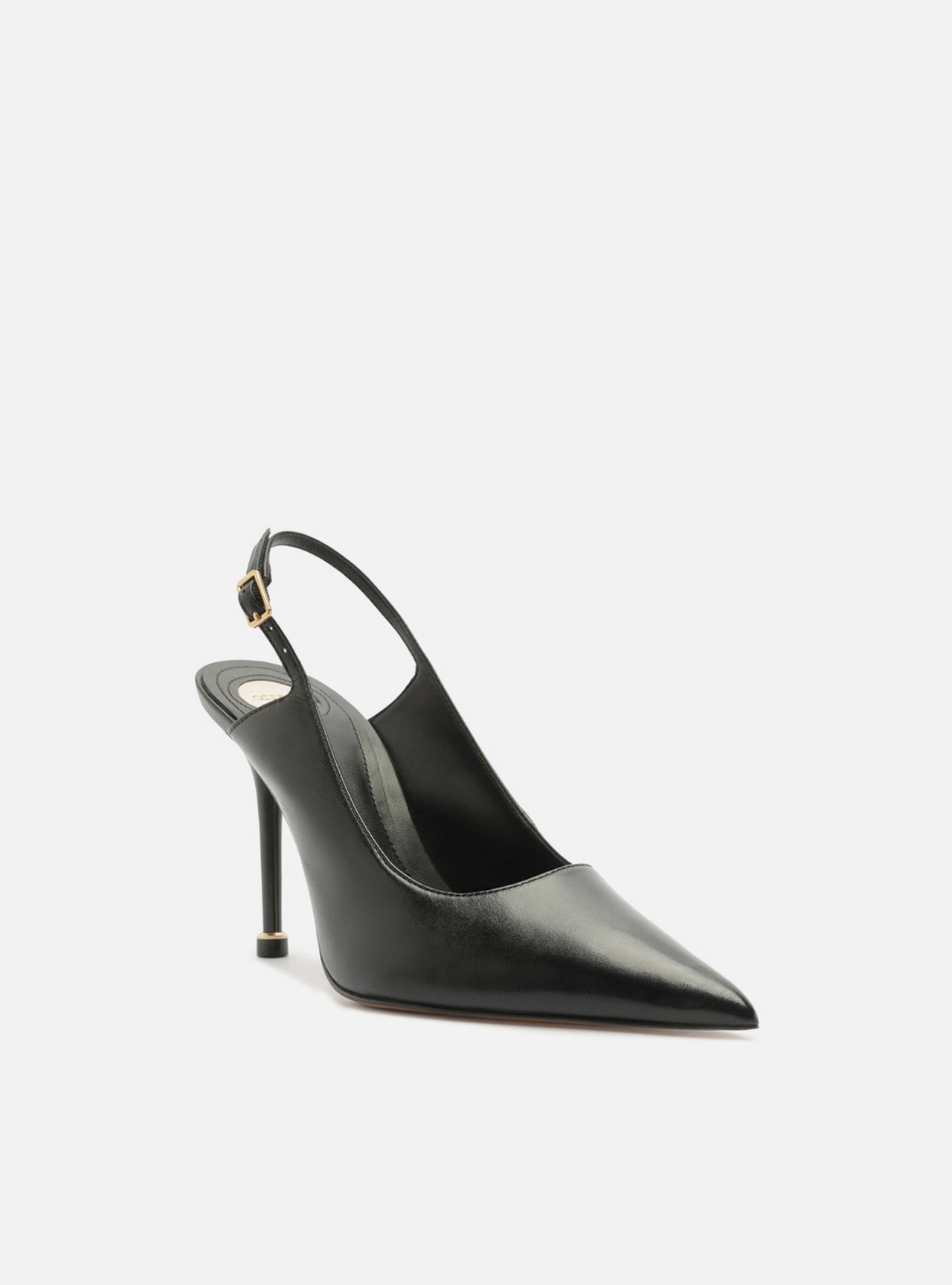 Scarpin Preto Couro Salto Fino Slingback — foto 2