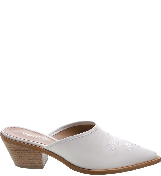 Mule Couro Country Bico Fino Bianco