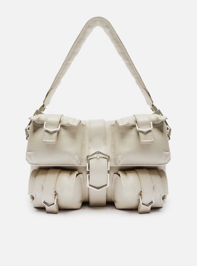 Bolsa Tiracolo Off-White Couro Pequena Bolsos