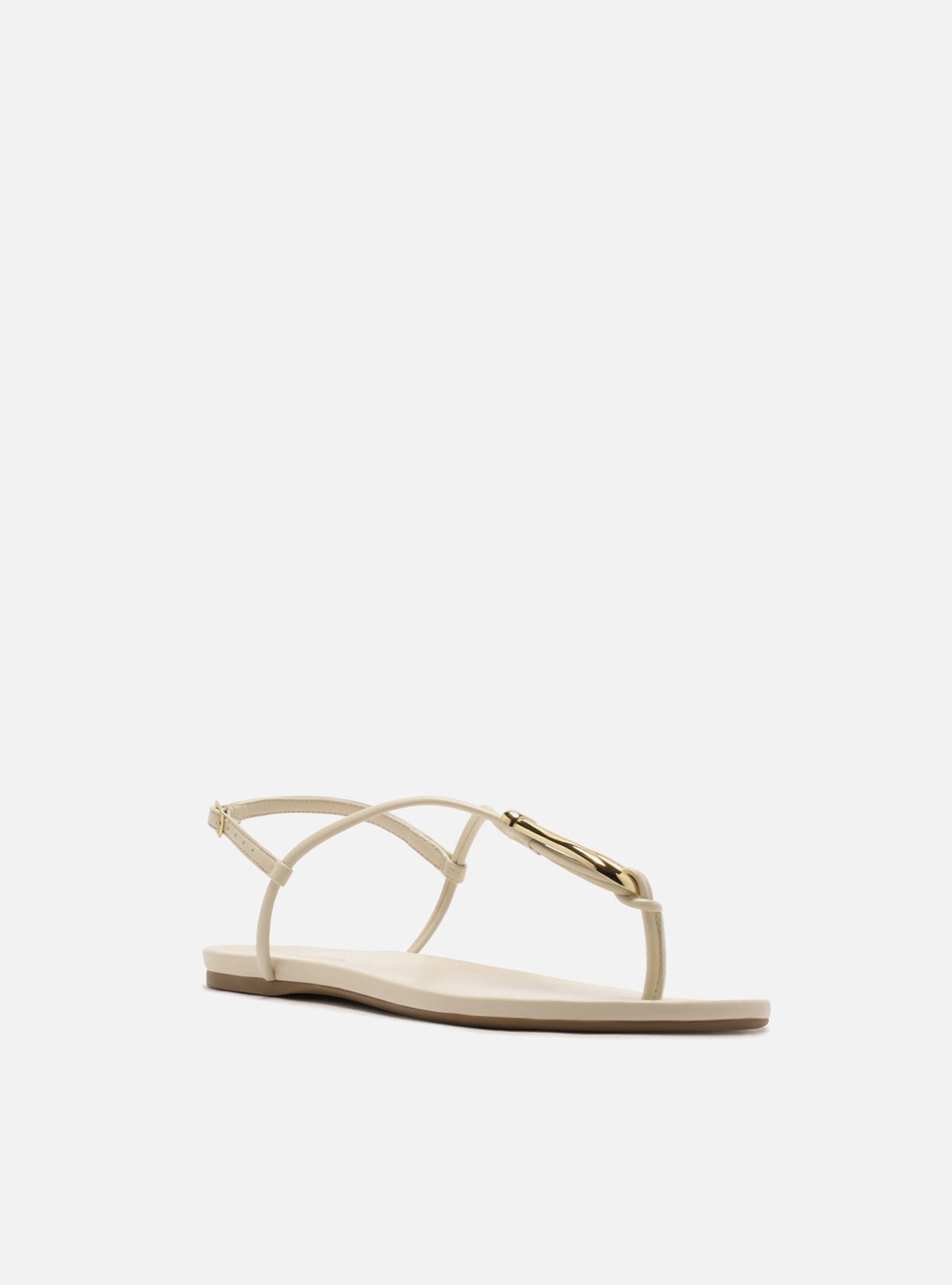 Sandália Rasteira Off White Slim Metal Dourado — foto 2