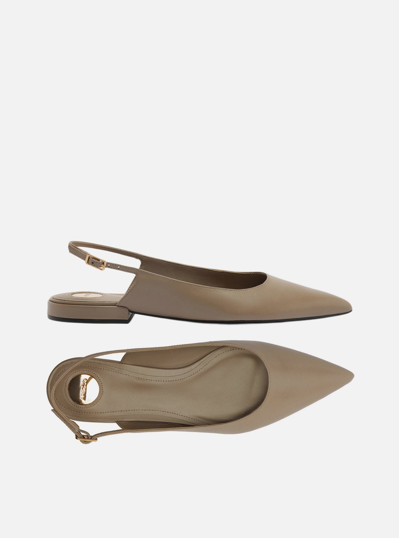 Sapatilha Cinza Couro Slingback Bico Fino — foto 5
