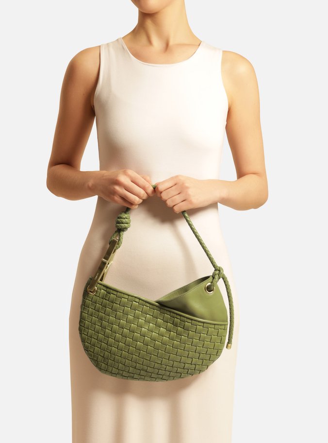 Bolsa Tiracolo Verde Couro Média Maia Tressê