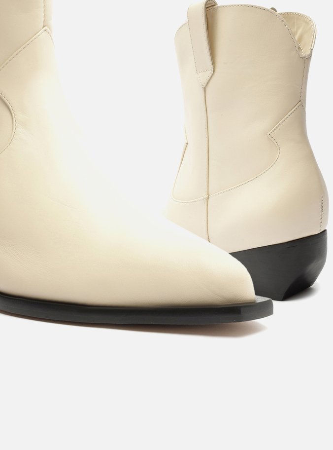 Bota Off-White Couro Cano Curto Western
