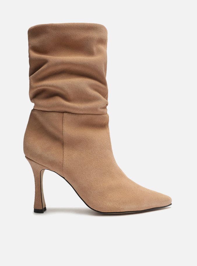 Bota Nude Acamurçada Cano Médio Slouchy