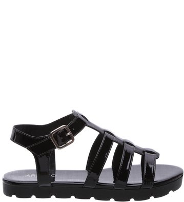 Sandália Rasteira Tiras Preto