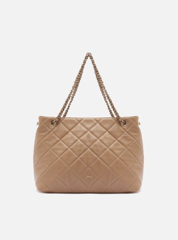 Bolsa Tote Nude Couro Matelassê Média