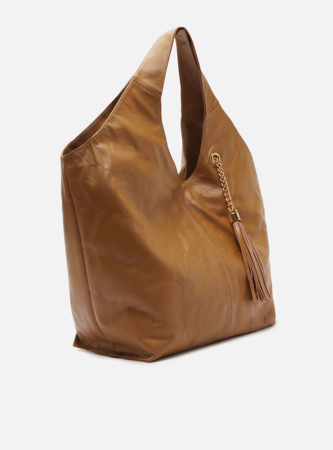 Bolsa Hobo Caramelo Couro Ísis Grande — foto 5