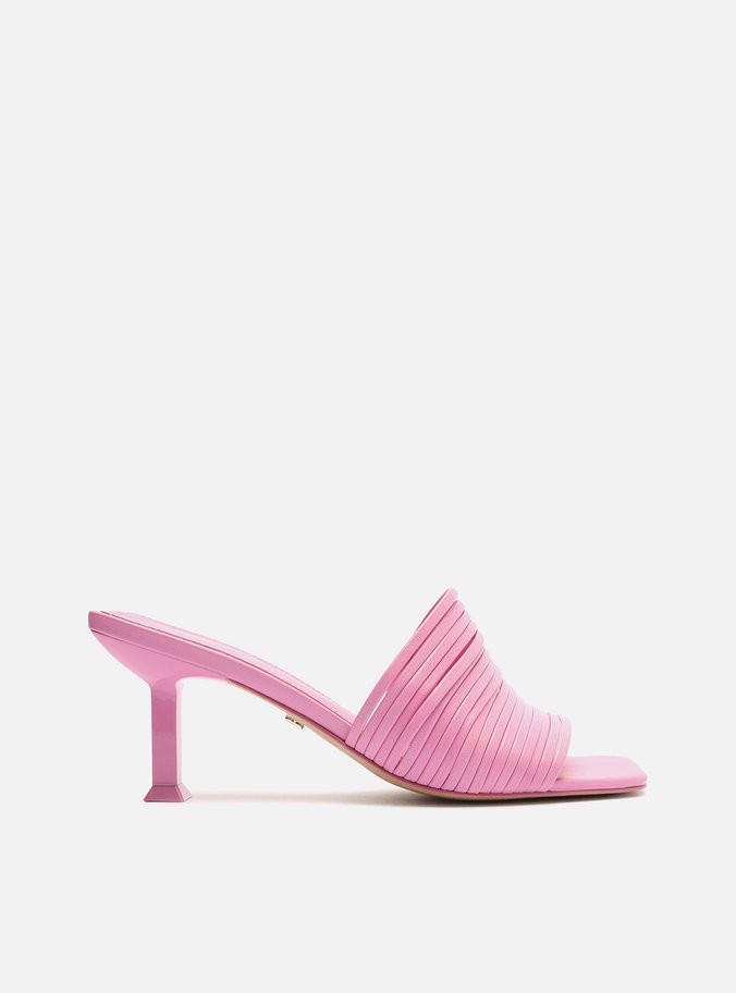 Mule Rosa Salto Taça Multi Tiras