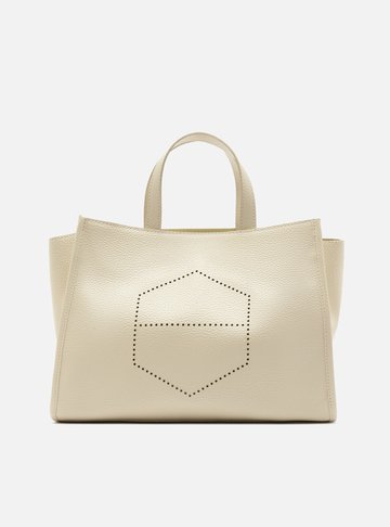 Arezzo — Bolsa Tote Branca Grande Logo Perfurado