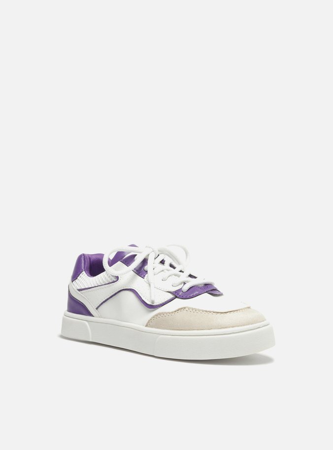 Tênis Infantil Branco Roxo Flatform Bambini