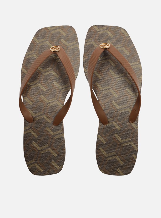 Chinelo de Dedo Marrom Bico Quadrado Brizza