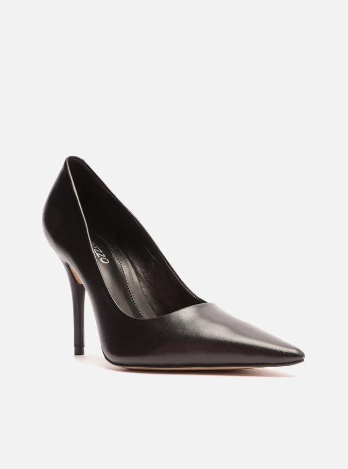 Scarpin Preto Couro Salto Alto Bico Fino Gigi