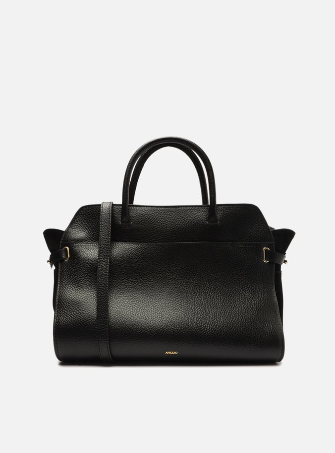 Bolsa Tote Preta Couro Média Camurcina