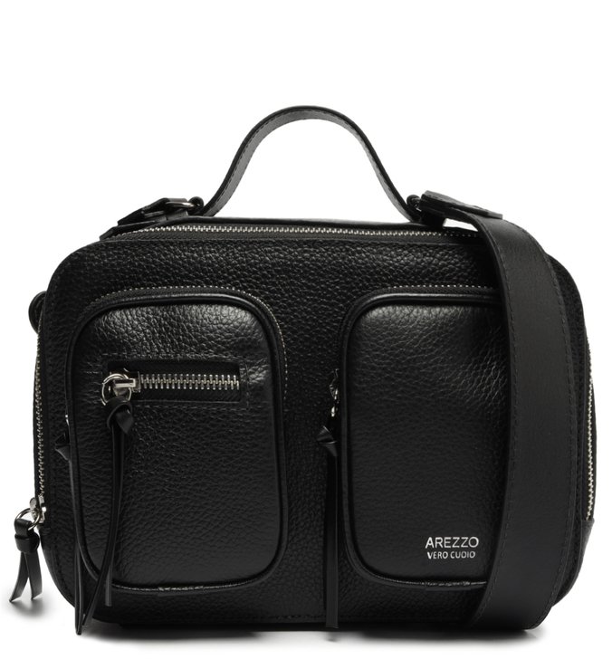 Bolsa Tiracolo Preta Couro Luiza Média