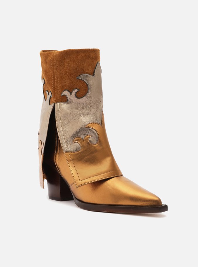 Bota Dourada Couro Cano Médio Capa Western Georgia