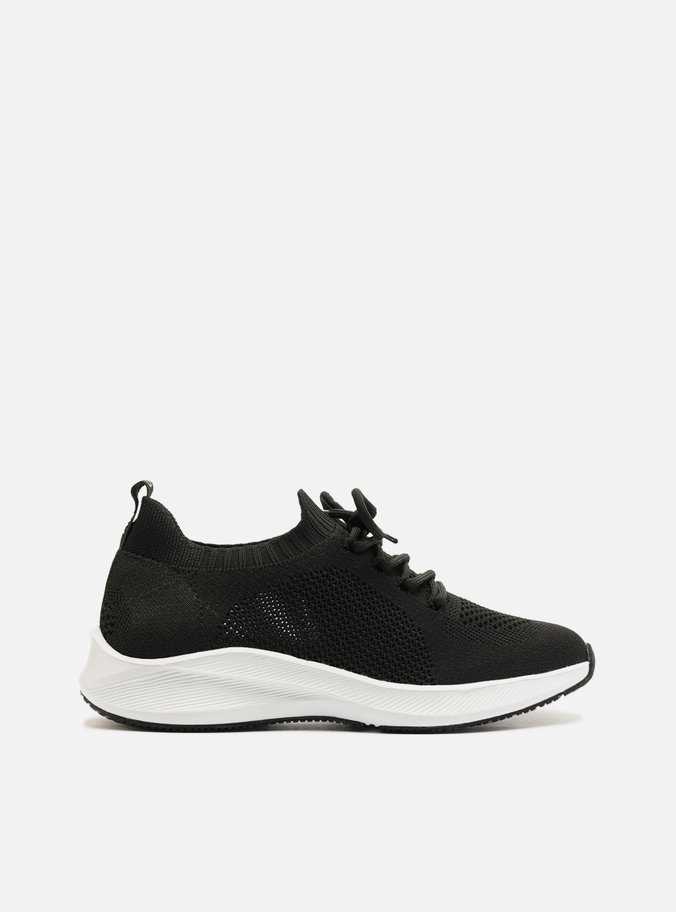 Tênis Preto Knit Esportivo Amarração