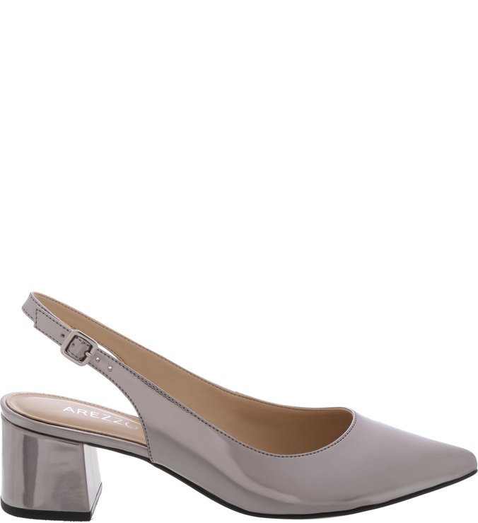 Scarpin Aberto Espelhado Prata Velho