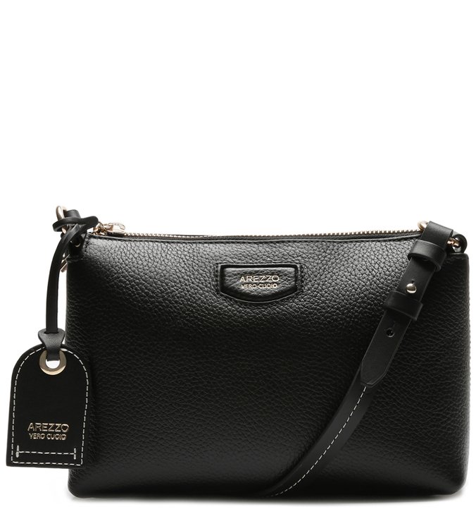 Bolsa Tiracolo Couro Giornata Nero Pequena Preta