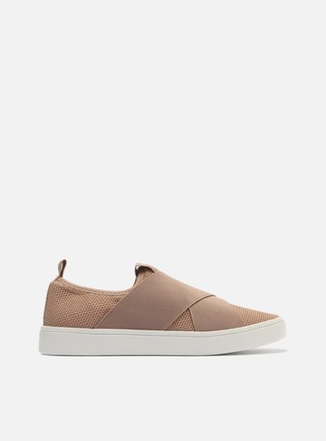 Slip On Rosa Tecido Sola Baixa Elásticos