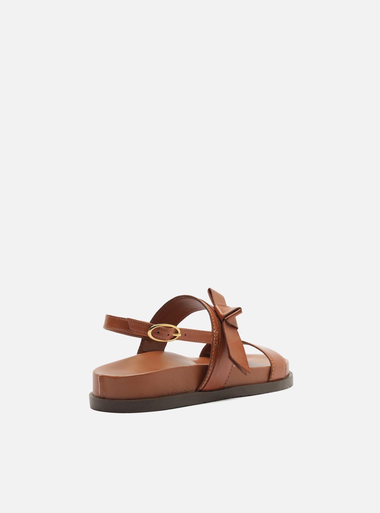 Sandália Papete Marrom Couro Flatform Fivela Laço — foto 3
