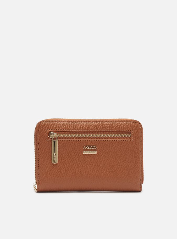 Carteira Marrom Média Bolso Zíper