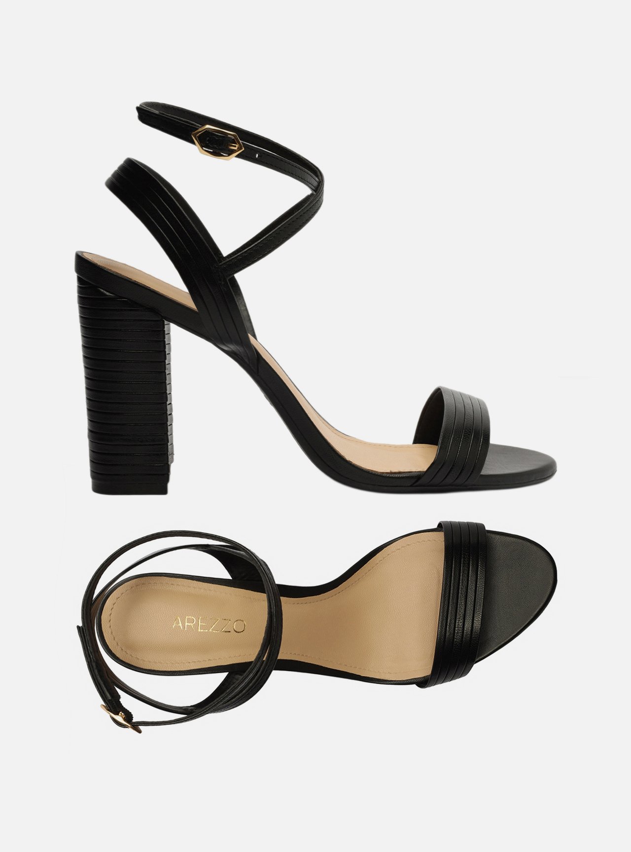 Sandália Preta Salto Alto Tiras Cruzadas — foto 5