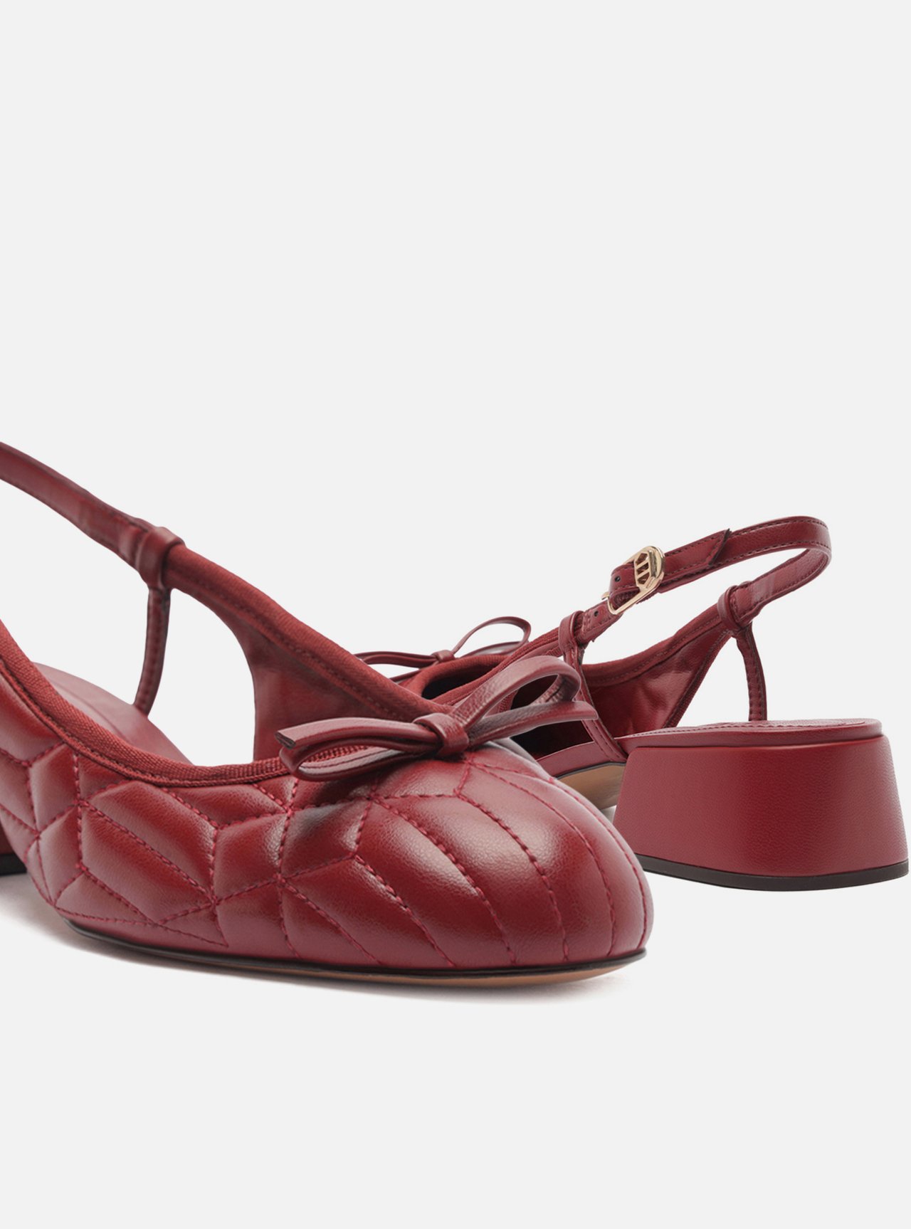 Scarpin Vermelho Salto Bloco Matelassê Slingback — foto 4