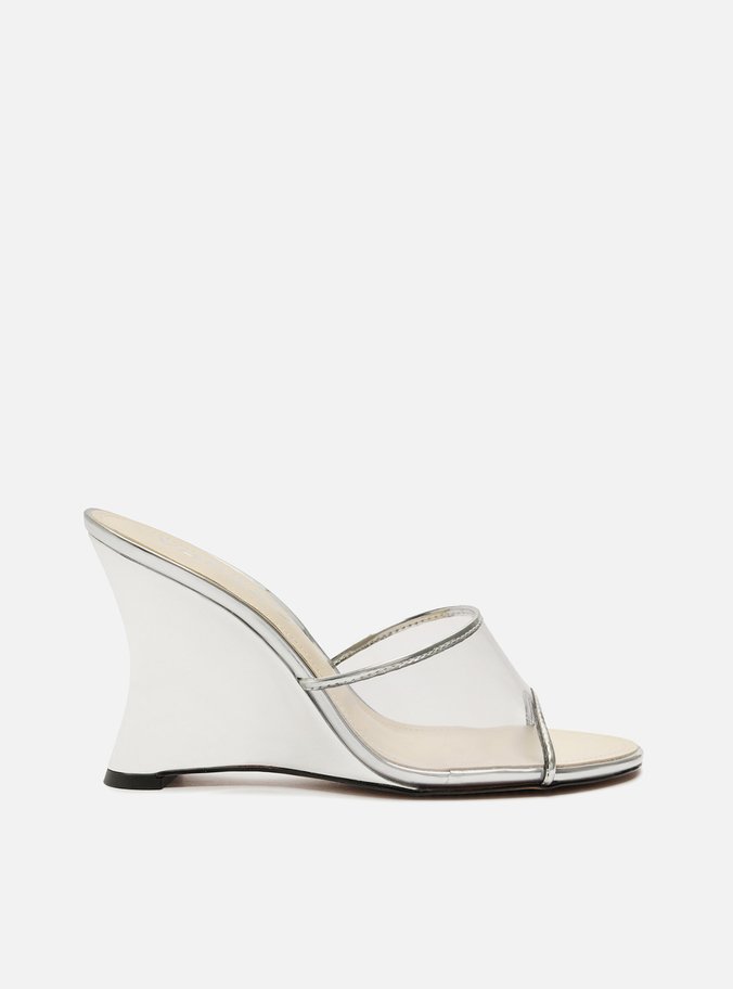 Mule Prata Vinil Salto Anabela Curvo