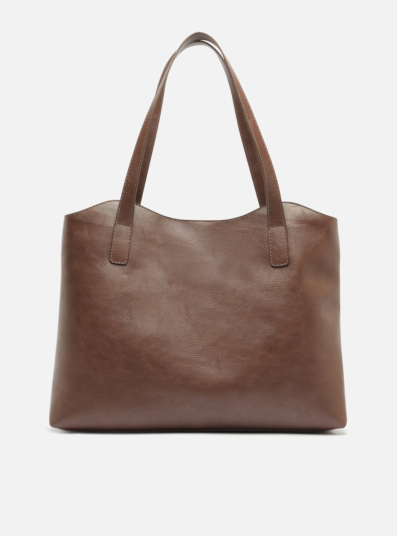Bolsa Shopping Marrom Grande Bolso Frontal Zíper — foto 3