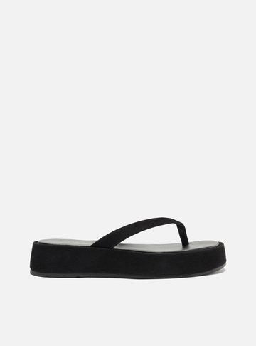 Tamanco Preto Camurça Flatform Flip Flop TIG