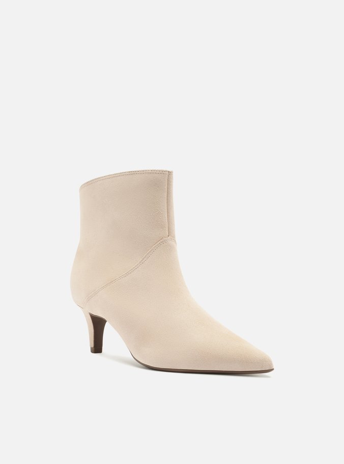 Bota Bege Camurcina Cano Curto Salto Fino