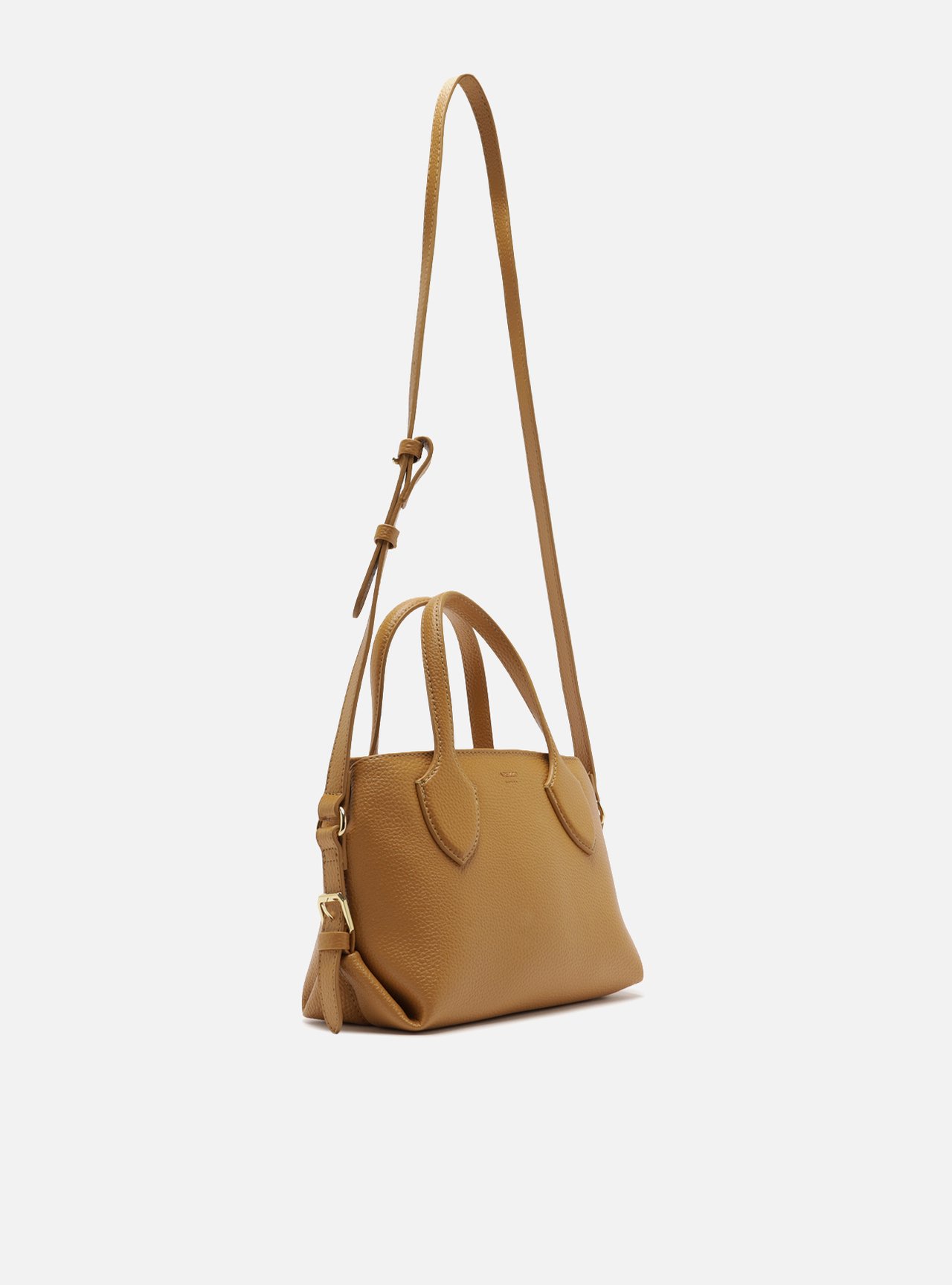 Bolsa Tote Marrom Texturizada Pequena Fivelas — foto 5
