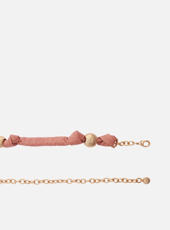 Cinto Rosa Blush Couro Cordão