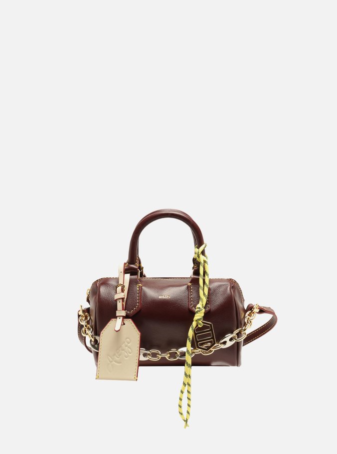 Bolsa Bowling Tiracolo Bordô Couro Pequena Corrente