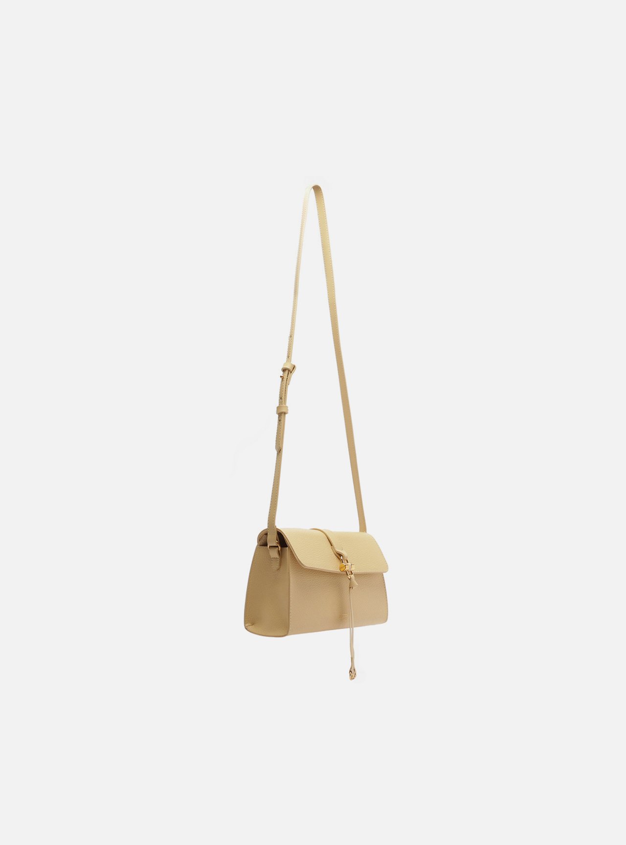 Bolsa Tiracolo Bege Pequena Metal Tiras Frontais — foto 5