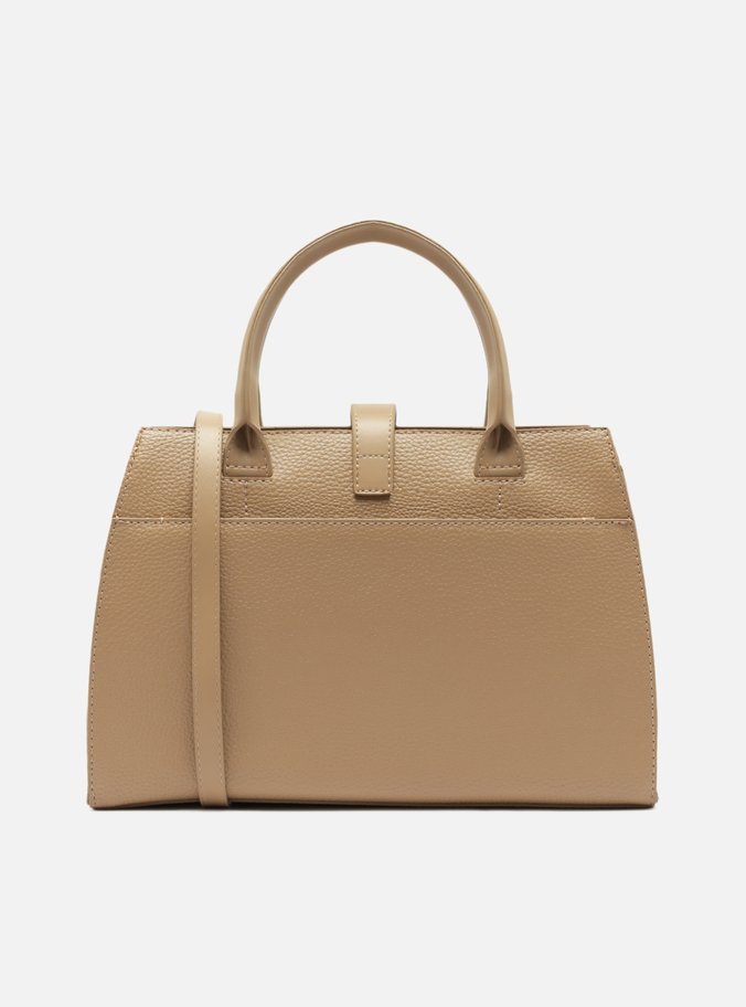 Bolsa Tote Bege Grande Detalhe Tiras Metal